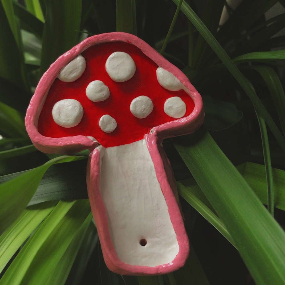 Handmade mushroom incense holder